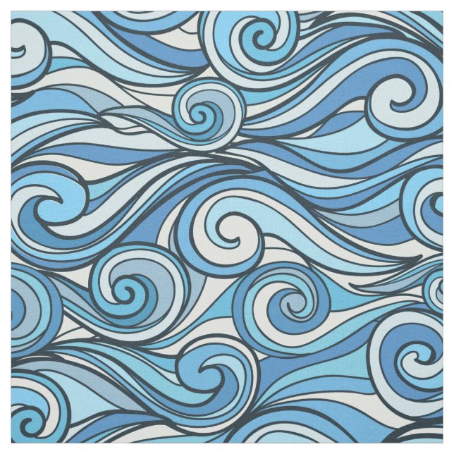Abstract ocean waves blue pattern fabric (Swatch)