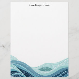 Abstract Ocean Waves Custom Letterhead