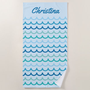 Abstract Ocean Waves Pattern Beach Towel