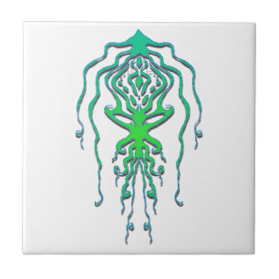 Abstract Octopus Tribal Squid Tattoo Design Tile