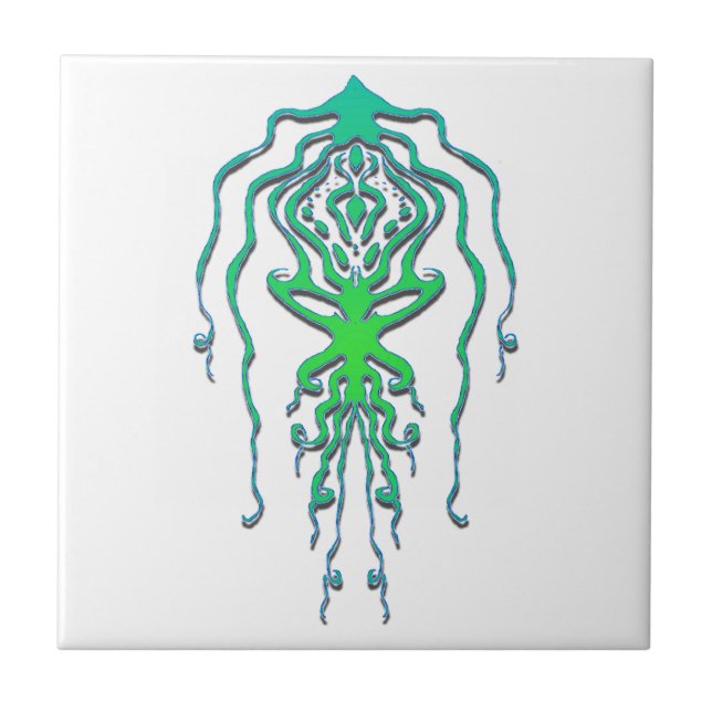 Abstract Octopus Tribal Squid Tattoo Design Tile (Front)