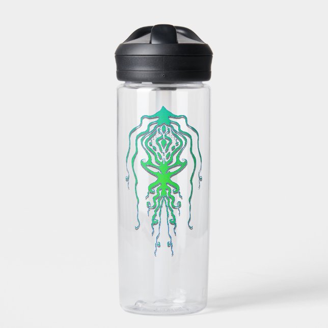 Abstract Octopus Tribal Squid Tattoo Design Water Bottle (Front)
