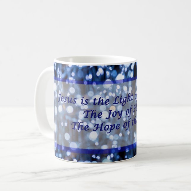 Abstract Of Blue Lights Text Coffee Mug (Front Left)