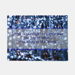 Abstract Of Blue Lights Text Doormat