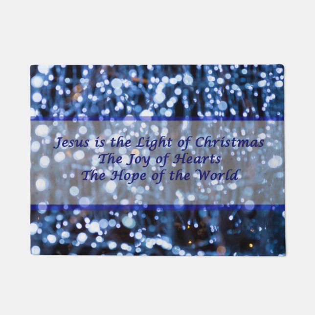 Abstract Of Blue Lights Text Doormat (Front)