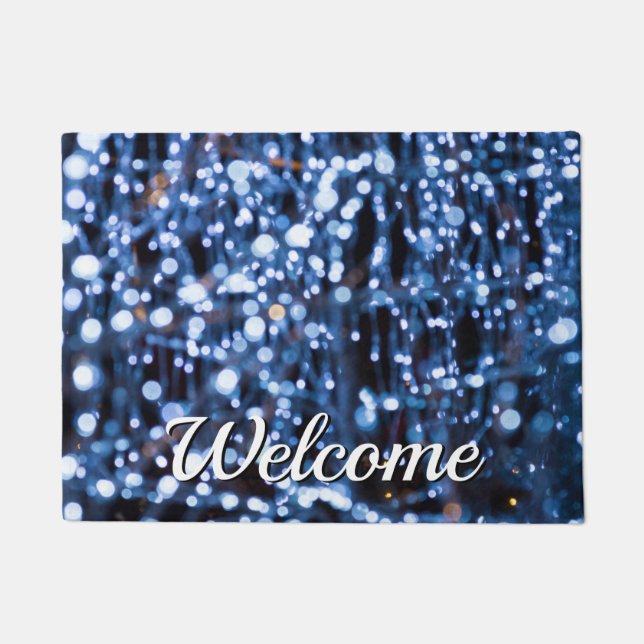 Abstract Of Blue Lights Welcome Doormat (Front)