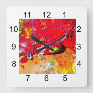 Abstract Of Colourful Artist Palette Square Wall Clock