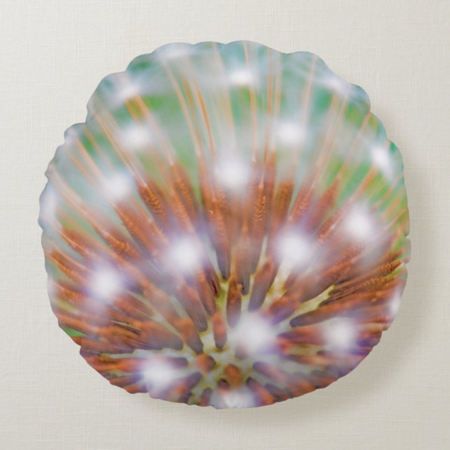 Abstract of dandelion seed head round cushion (Front)