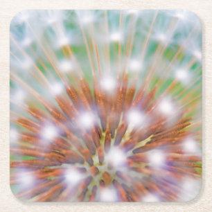 Abstract of dandelion seed head square paper coaster