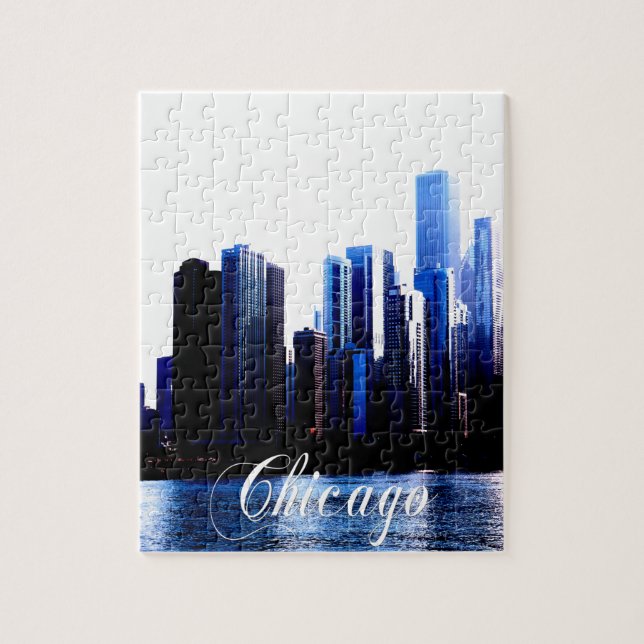 Abstract of Downtown Chicago effects Jigsaw Puzzle (Vertical)