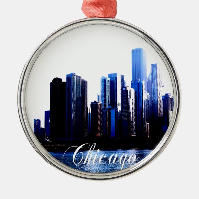 Abstract of Downtown Chicago effects Metal Tree Decoration (Front)