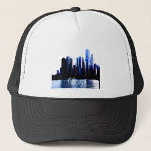 Abstract of Downtown Chicago effects Trucker Hat