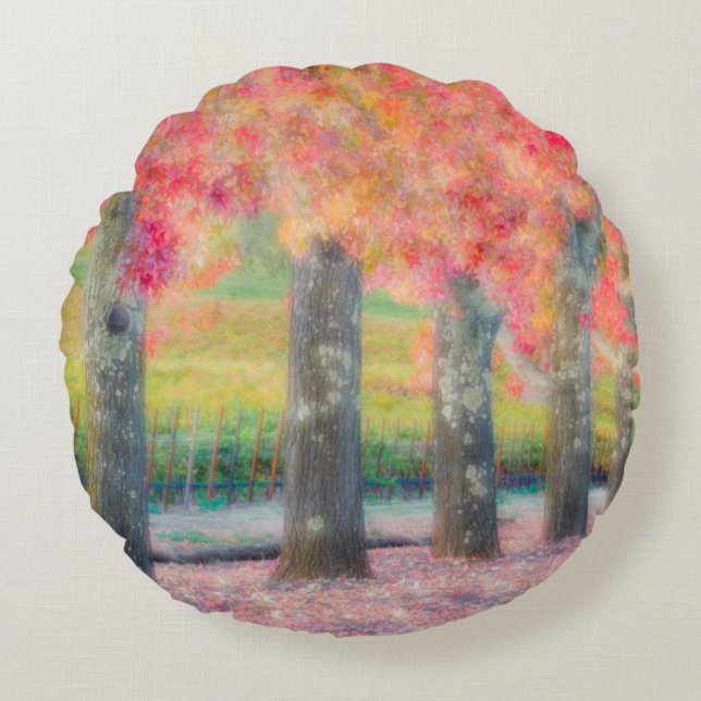 Abstract of Napa Valley trees Round Cushion (Front)