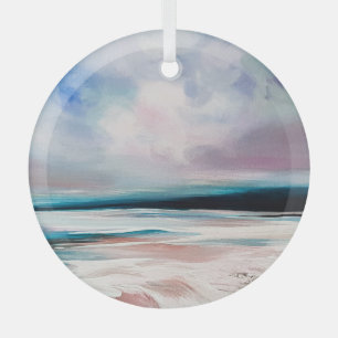 Abstract Oil Canvas: Contemporary Texture Glass Tree Decoration