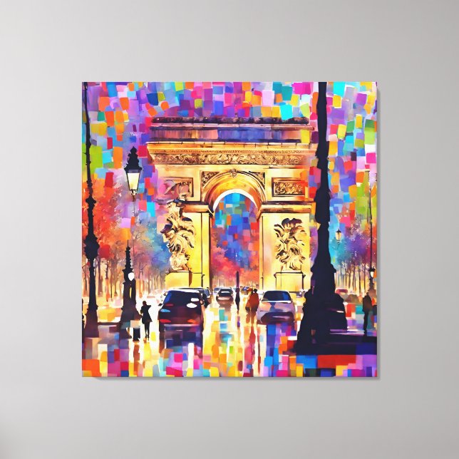 Abstract Oil Paint Style Paris Arch France  Canvas Print (Front)