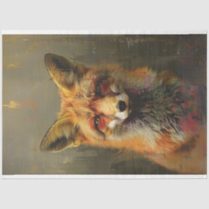 Abstract oil painting fox decoupage  tissue paper