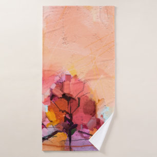 Abstract oil painting landscape. Colorful blue pur Bath Towel