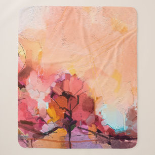 Abstract oil painting landscape. Colorful blue pur Sherpa Blanket