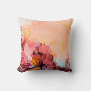 Abstract oil painting landscape. Colourful blue pu Cushion