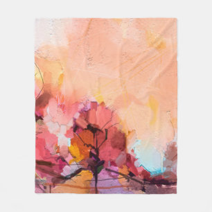 Abstract oil painting landscape. Colourful blue pu Fleece Blanket