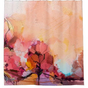 Abstract oil painting landscape. Colourful blue pu Shower Curtain