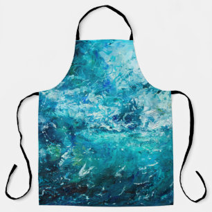 abstract oil painting showing waves in ocean or s apron