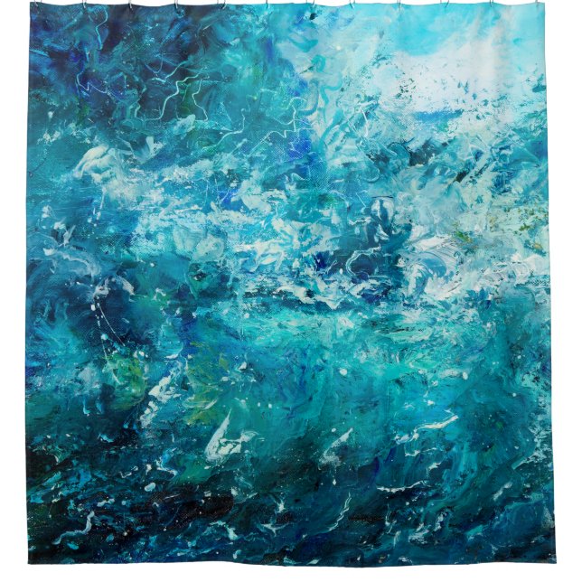  abstract oil painting showing waves in ocean or s shower curtain (Front)