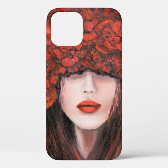 Abstract oil painting showing woman face and red r Case-Mate iPhone case (Back)