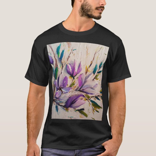 Abstract oil painting technique flowers leaves  T-Shirt (Front)