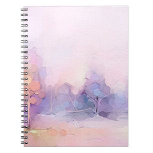 Abstract oil painting winter forest landscape. Sem Notebook