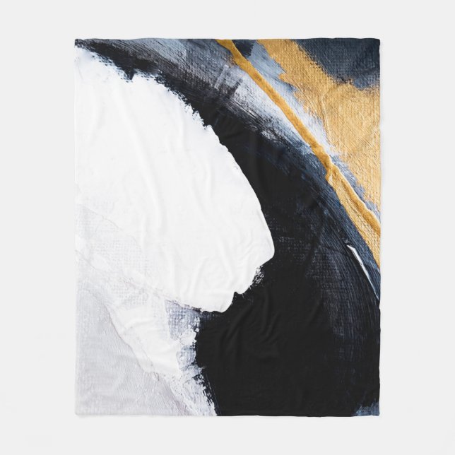 Abstract oil texture background. Abstract art gold Fleece Blanket (Front)
