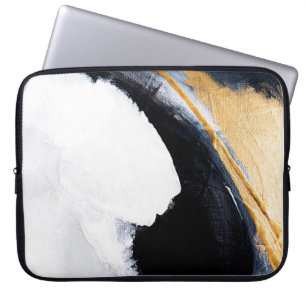 Abstract oil texture background. Abstract art gold Laptop Sleeve