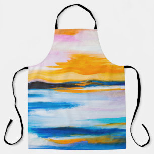 Abstract oil texture, sunset sea painting. apron