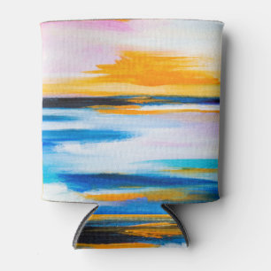 Abstract oil texture, sunset sea painting. can cooler