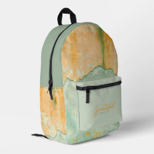 Abstract Old Painted Wall Pattern Green Orange Printed Backpack