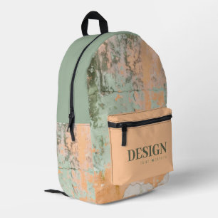 Abstract Old Painted Wall Pattern Green Pink Orang Printed Backpack