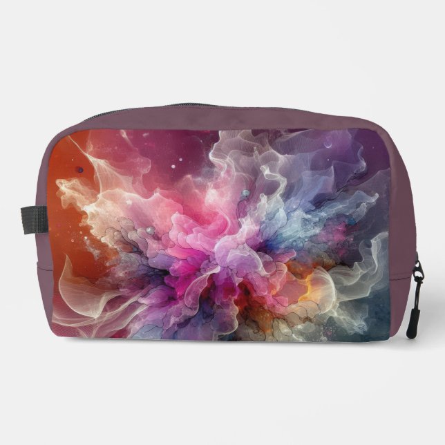 Abstract Old Rose Floral Cloud Landscape Dopp Kit (Front)