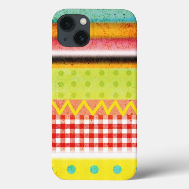 Abstract Old styled Gingham Zigzag striped Polka Case-Mate iPhone Case (Back)