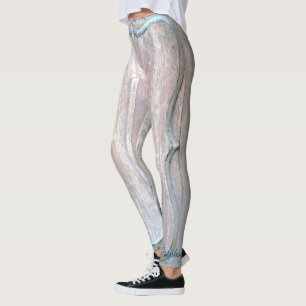 Abstract Old Wood Door Blue/Grey Personalised Name Leggings