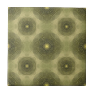 Abstract Olive Green Flower Seamless Pattern Tile
