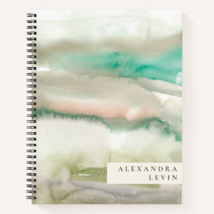 Abstract Olive Green Watercolor Personalised Name  Notebook