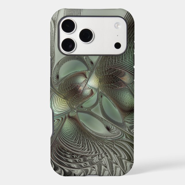 Abstract Olive Sage Green Gray Fractal Art Fantasy (Back)