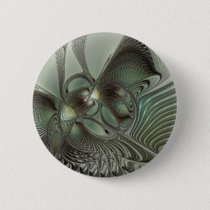 Abstract Olive Sage Green Gray Fractal Art Fantasy 6 Cm Round Badge