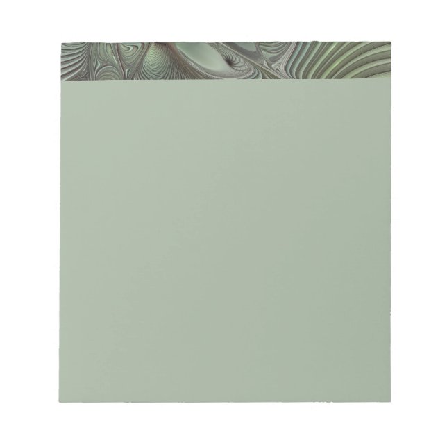Abstract Olive Sage Green Gray Fractal Art Fantasy Notepad (Front)