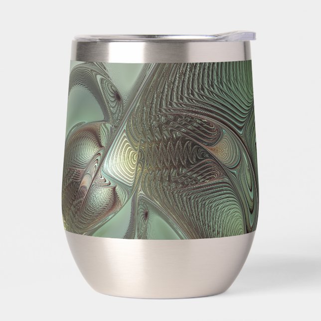 Abstract Olive Sage Green Grey Fractal Art Fantasy (Left)