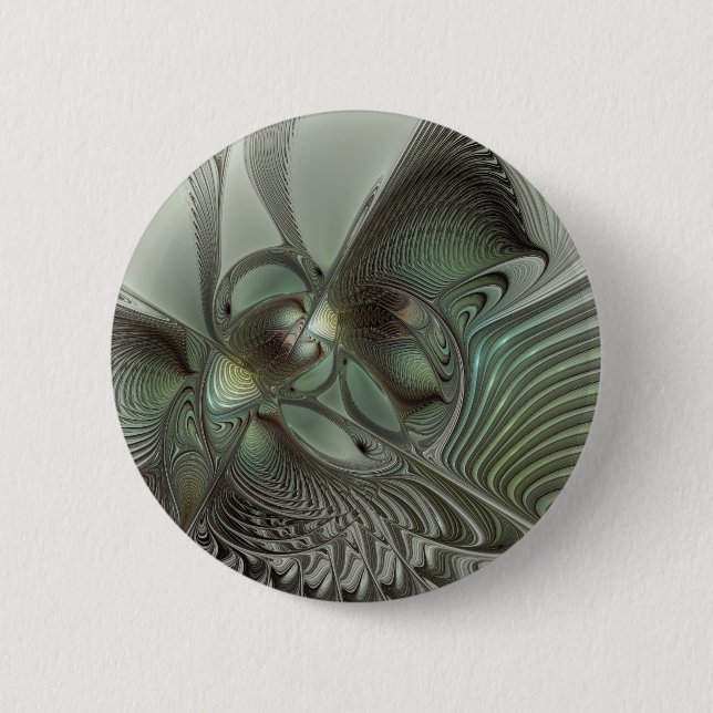 Abstract Olive Sage Green Grey Fractal Art Fantasy 6 Cm Round Badge (Front)