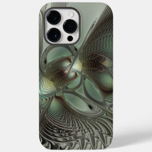 Abstract Olive Sage Green Grey Fractal Art Fantasy Case-Mate iPhone 14 Pro Max Case