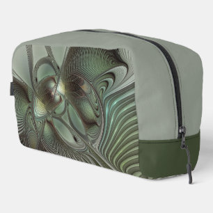 Abstract Olive Sage Green Grey Fractal Art Fantasy Dopp Kit