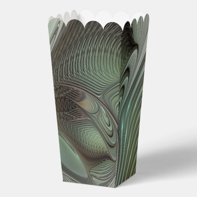 Abstract Olive Sage Green Grey Fractal Art Fantasy Favour Box (Front)