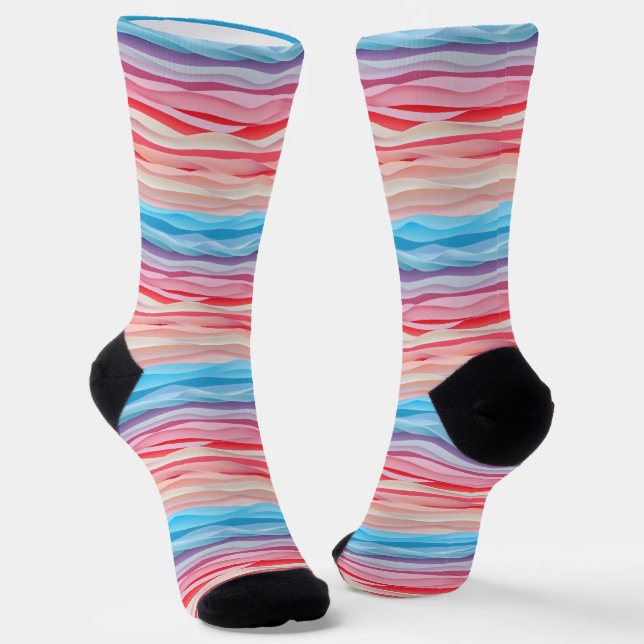 Abstract Ombre Colour Waves Socks (Angled)